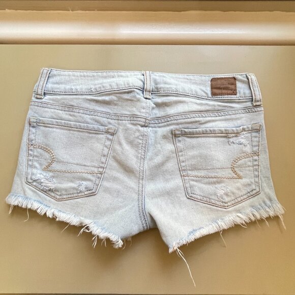 American Eagle Shorts 2 Denim Jean Light Blue Distressed Stretch - Picture 1 of 7